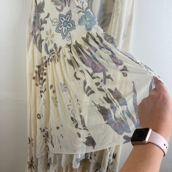 ORIGAMI Long Duster Cardigan Lace Boho Flowy Hippie Floral Western Fairy Size XL - Picture 4 of 13